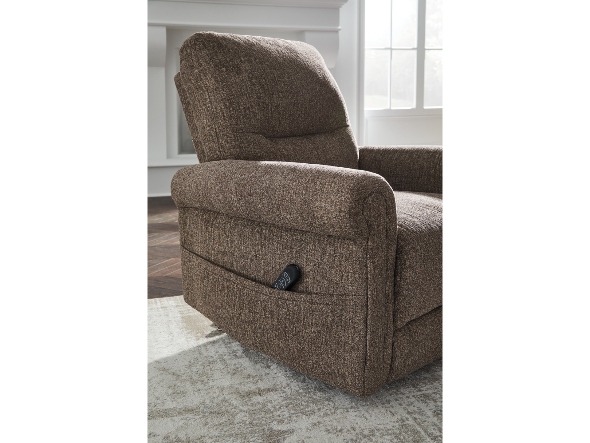 Image 2 of Aureta Next-Gen Nuvella™ Performance Fabric Power Lift Recliner Earth 
