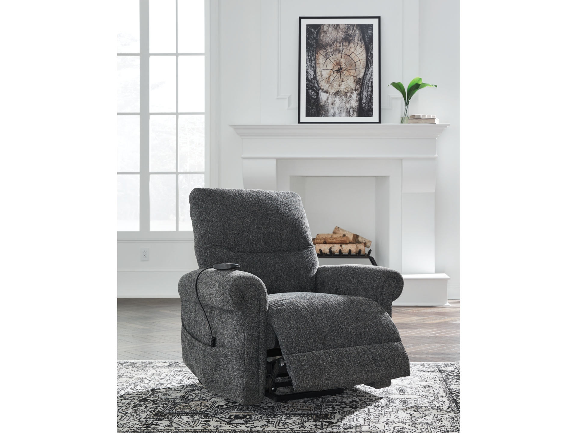 Image 2 of Aureta Next-Gen Nuvella™ Performance Fabric Power Lift Recliner Charcoal 