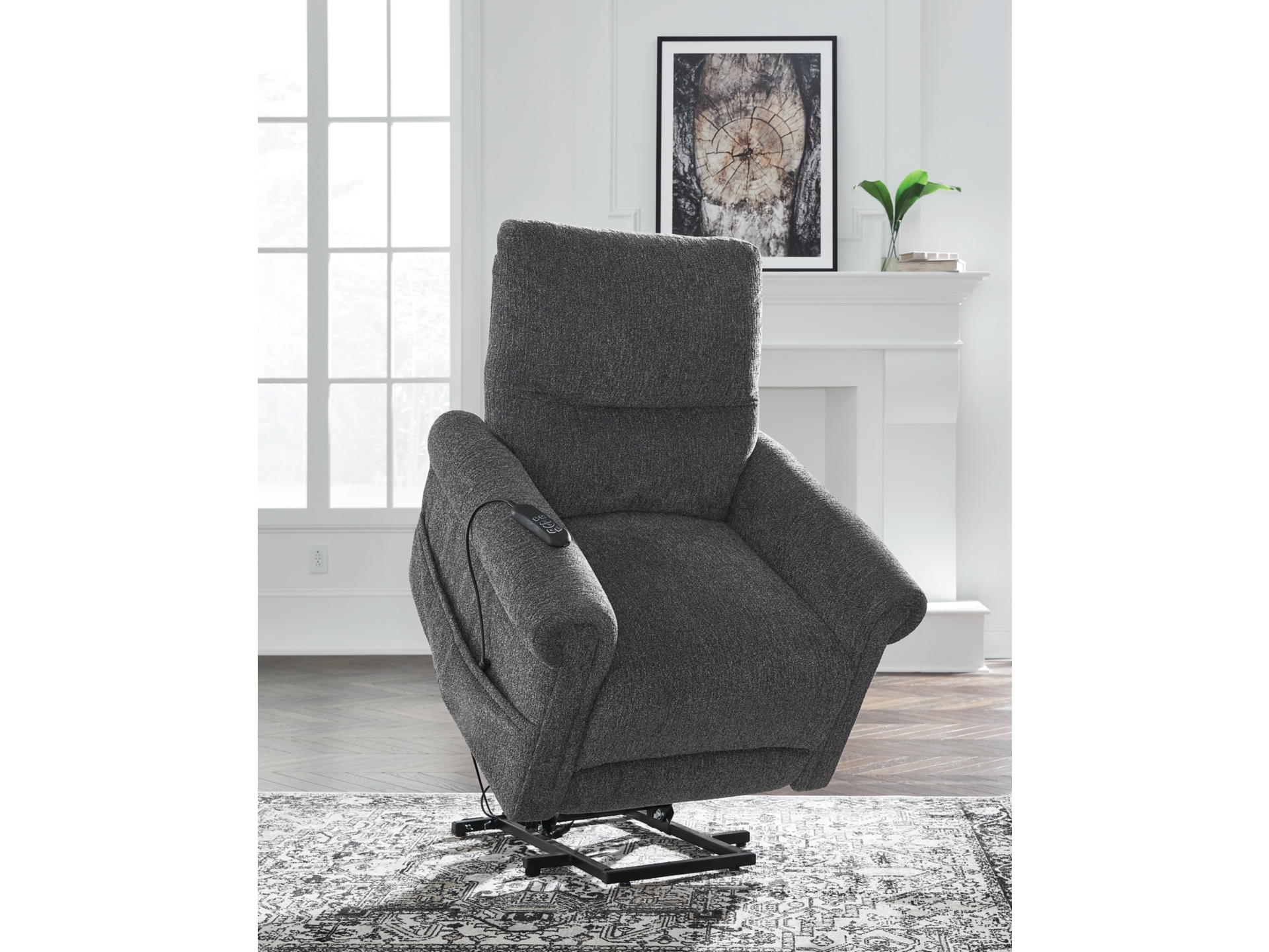 Aureta Next-Gen Nuvella™ Performance Fabric Power Lift Recliner Charcoal 
