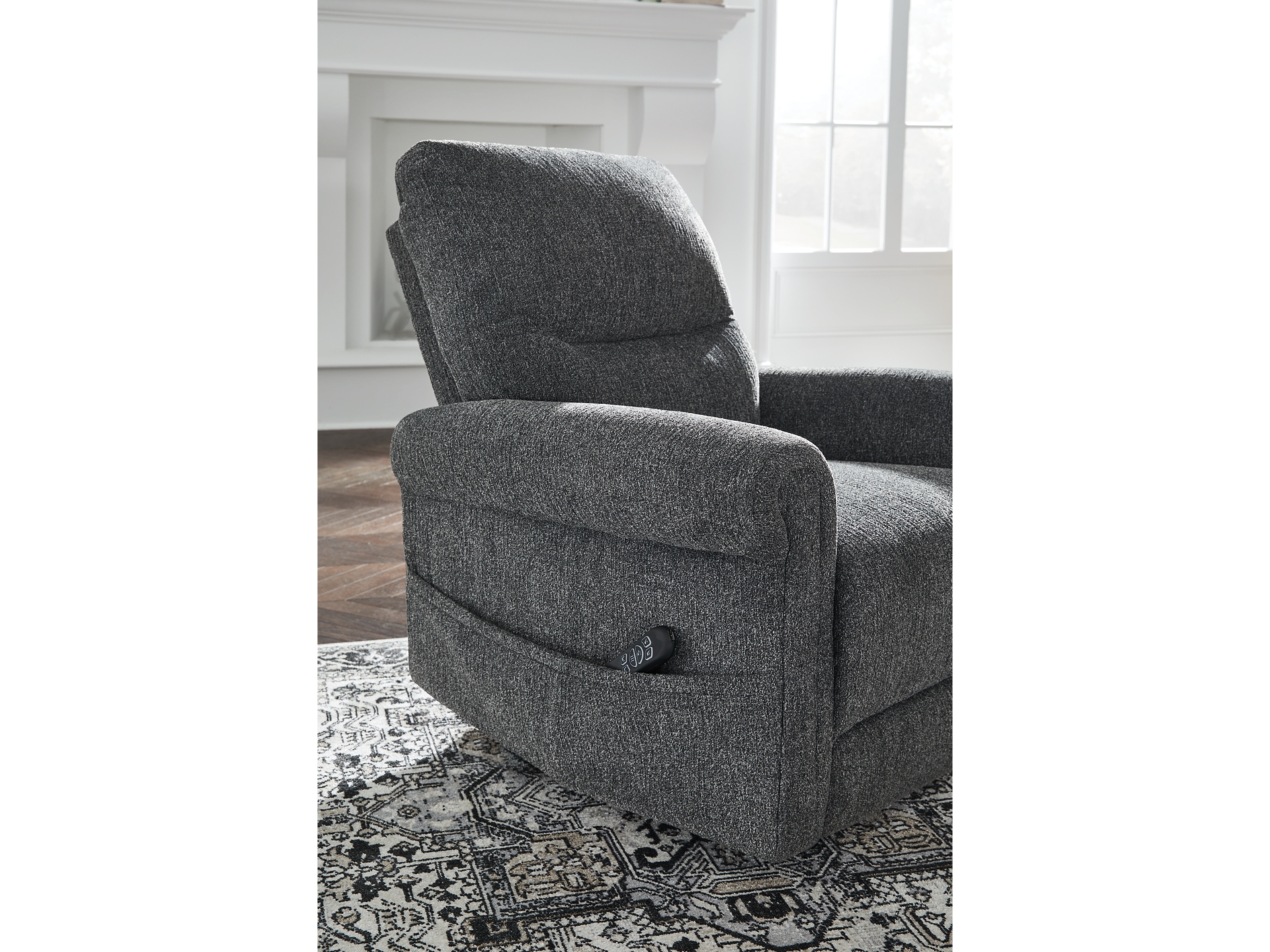 Image 3 of Aureta Next-Gen Nuvella™ Performance Fabric Power Lift Recliner Charcoal 