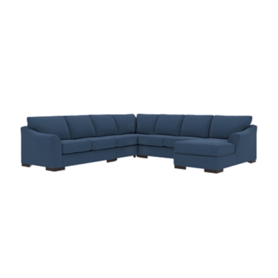 Bantry Nuvella® 5-Piece Sectional with Chaise, Indigo, large