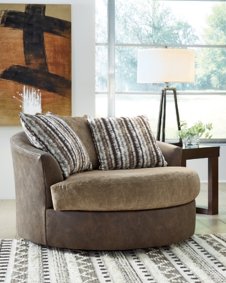 Alesbury Oversized Swivel Accent Chair, Chocolate