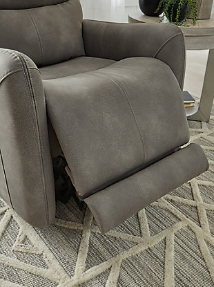 Relax like never before. Stretch out on the Next-Gen Durapella power recliner with the look and feel of leather at a comfortably affordable faux leather price. Tufted cushions, roll arms and welting create a sophisticated presence and make a lasting impression. There's comfort from head to toe, thanks to the adjustable headrest, lumbar support and extended ottoman, while the zero gravity mechanism improves circulation and the zero wall design makes efficient use of space. When you're ready to be pampered, simply activate the heated seat and air massage at the touch of a button. Water-repellent and durable, this is the next generation of faux leather upholstery for everyday living.Touch motion power control with adjustable positions, massage function, heated seats and zero-draw USB charging | Corner-blocked frame with metal reinforced seat | Attached cushions | High-resiliency foam cushions wrapped in thick poly fiber | Water repellent Next-Gen Durapella (polyester/polyurethane) upholstery | Zero Draw technology only consumes power when the USB receptacle is in use | Zero-gravity mechanism raises ottoman to improve circulation | Zero Wall design requires minimal space between wall and chair back | Power cord included; UL Listed