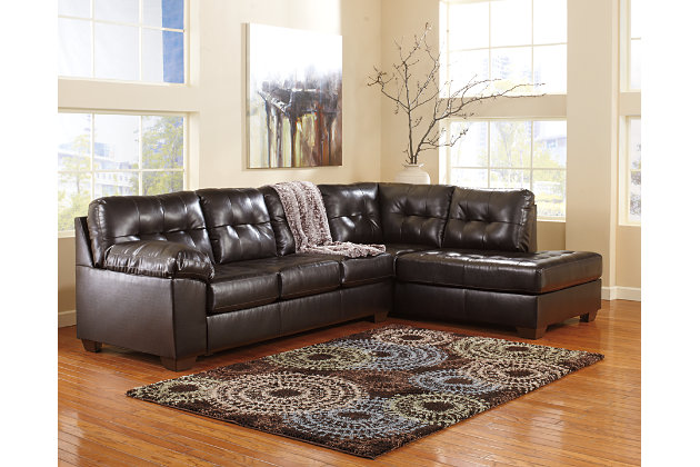 Alliston 2 Piece Sectional With Chaise, T225 Modern Leather Sectional With Pull Out Sofa Bed