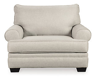 We can’t wait to see the look of comfort on your face when you sit on the Antonlini oversized chair. Plush cushions are covered in linen weave chenille for an incredibly soft hand. Roll arms maintain the casual cool look. Extended seat gives you lots of room to spread out and relax. And with a neutral hue, it complements your home effortlessly.Corner-blocked frame | Attached back and loose seat cushion | High-resiliency foam cushions wrapped in thick poly fiber | Polyester upholstery | Exposed feet with faux wood finish | Platform foundation system resists sagging 3x better than spring system after 20,000 testing cycles by providing more even support | Smooth platform foundation maintains tight, wrinkle-free look without dips or sags that can occur over time with sinuous spring foundations
