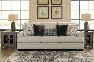 We can’t wait to see the look of comfort on your face when you sit on the Antonlini sofa. Plush cushions are covered in linen weave chenille for an incredibly soft hand. Roll arms maintain the casual cool look. Vine motif pillows bring in a calm and steady piece of nature as crosshatch kidney pillow infuses a trendsetting pattern. Solid charcoal color velvet pillows pile on the texture—perfect to curl up with as you sink back into the deep seats. And with a neutral hue, it complements your home effortlessly. Pull-out queen mattress in quality memory foam comfortably accommodates overnight guests.Corner-blocked frame | Attached back and loose seat cushions | High-resiliency foam cushions wrapped in thick poly fiber | 5 decorative pillows included | Pillows with soft polyfill | Polyester upholstery and pillows | Exposed feet with faux wood finish | Included bi-fold queen memory foam mattress sits atop a supportive steel frame | Memory foam provides better airflow for a cooler night’s sleep | Memory foam encased in damask ticking