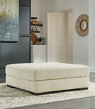 Lindyn Oversized Accent Ottoman, Ivory, rollover