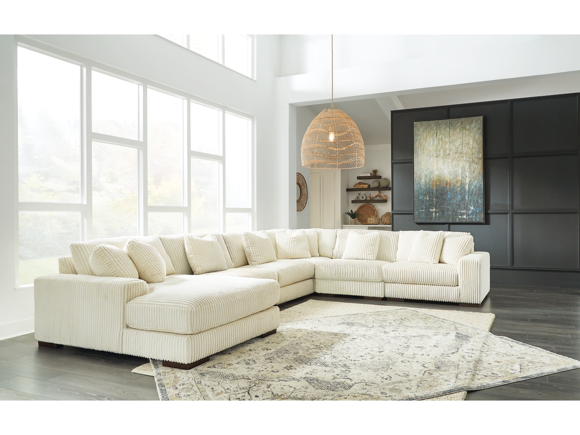 Image 0 of Lindyn Modular Sectional with Chaise Ivory 