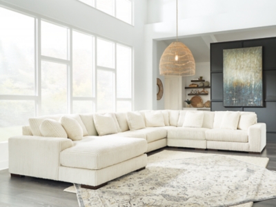 Lindyn 6-Piece Sectional with Chaise, Ivory, rollover