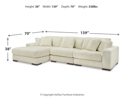 Lindyn 3-Piece Sectional with Chaise, Ivory, large