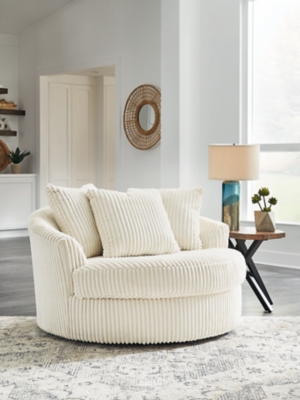 Lindyn Oversized Swivel Accent Chair, Ivory, rollover