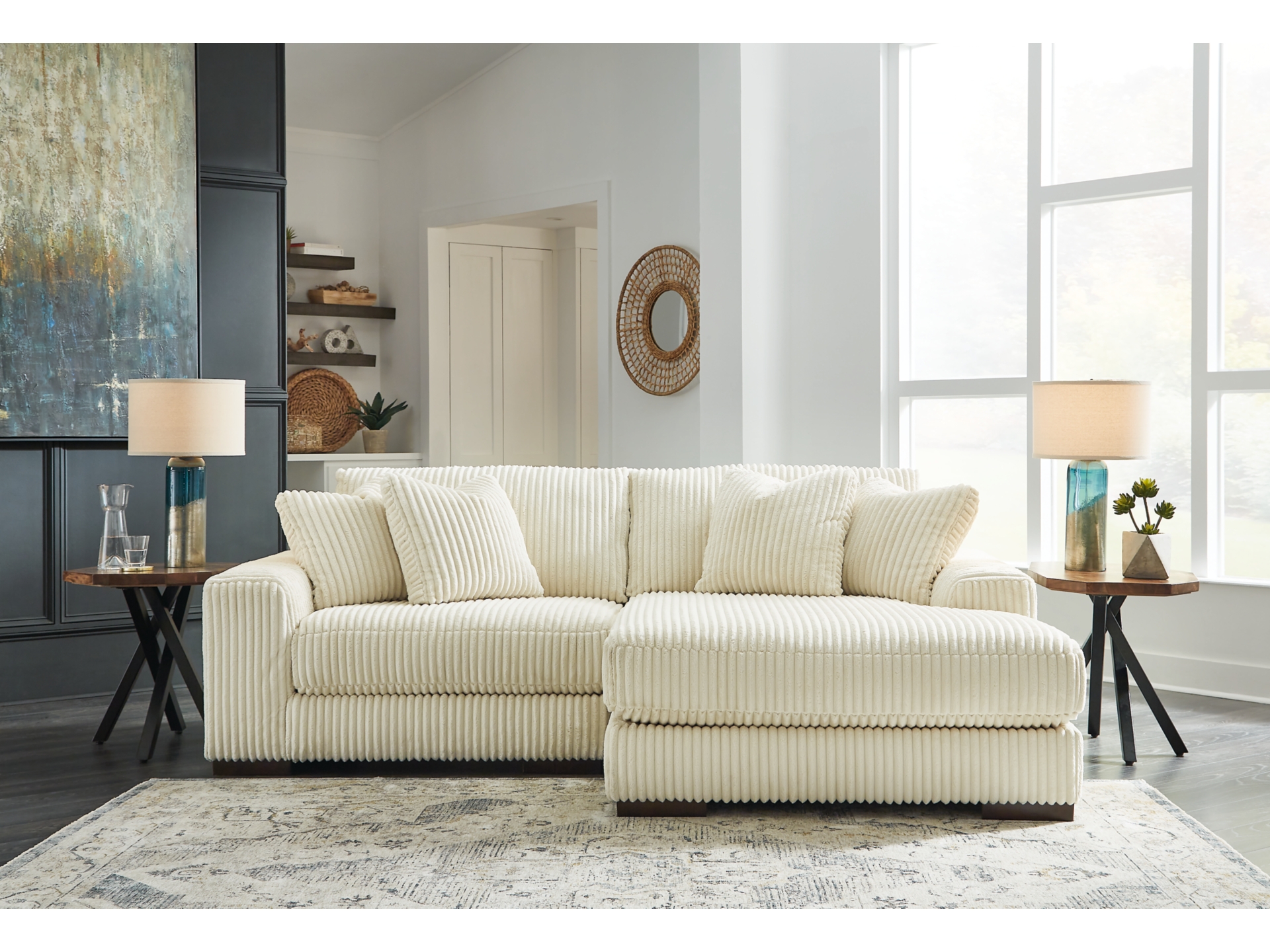Image 1 of Lindyn Modular Sectional with Chaise Ivory 
