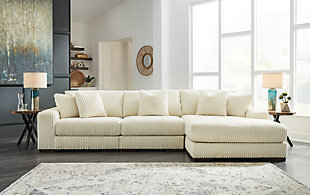 Lindyn 3-Piece Sectional with Chaise, Ivory, rollover