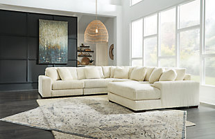 Lindyn 5-Piece Sectional with Chaise, Ivory, rollover