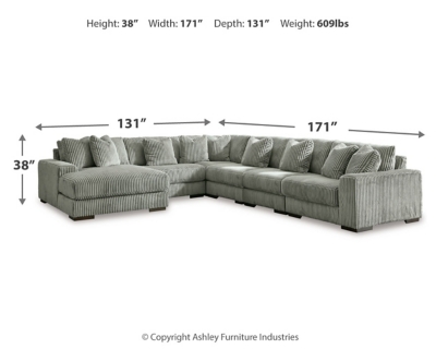 Lindyn 6-Piece Sectional with Chaise, Fog, large