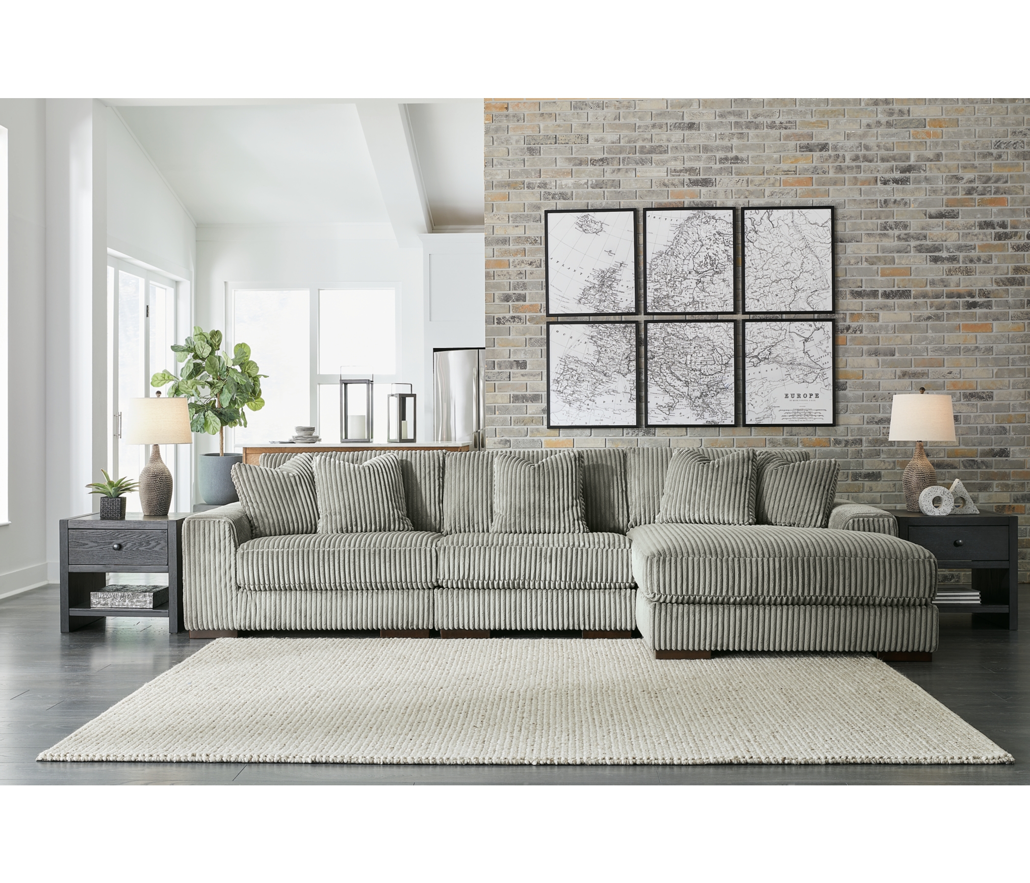 Lindyn 3-Piece Sectional with Chaise, Fog, large