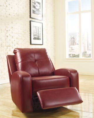 Red leather 2024 swivel recliner