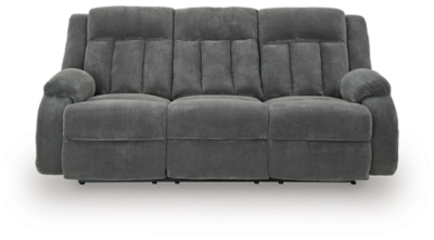 Greely Bend Power Reclining Sofa with Drop Down Table, Steel, large