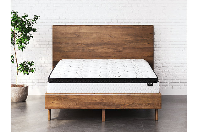 Enjoy endless possibilities for restful sleep with this hybrid innerspring mattress. Feel the support of a truly traditional coil mattress which contours to your body for a comforting feel. High density foam provides the firmness you love. Gel memory foam provides restorative support for your lower back. Plus, this mattress arrives in a box for quick and easy setup. Simply bring it to your room, remove the plastic wrap, and unroll. Foundation/box spring available, sold separately.Comfort level: ultra plush | .75" high density gel memory foam lumbar support | 1.5" high density super soft quilt foam | 1" upholstery grade comfort support foam | 2 perimeter rows of 9" 13-gauge pocketed coils | Individual power packed wrapped coils | 10-year non-prorated warranty, CertiPur-US certified, adjustable base compatible | Foundation/box spring available, sold separately | State recycling fee may apply | Note: Purchasing mattress and foundation from two different brands may void warranty; check warranty for details | Mattress ships in a box; please allow 48 hours for your mattress to y expand after opening