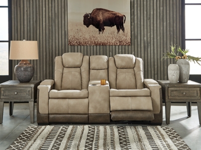Next-Gen DuraPella Power Reclining Loveseat with Console, Sand, rollover