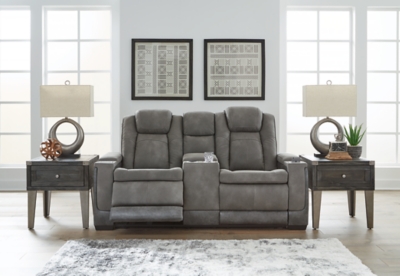 Next-Gen DuraPella Power Reclining Loveseat with Console, Slate, large