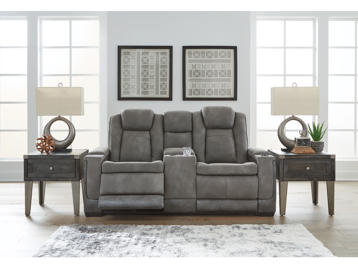 Signature Design by Ashley Next-Gen DuraPella Performance Fabric Dual Power Reclining Loveseat with Console