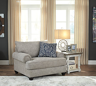 A triumph in transitional design, the Morren living room set with sofa, loveseat, chair and ottoman invite you to indulge in eye-catching texture and cozy comfort. Flared roll arms and loose, reversible cushions give this classically styled living room set a sense of everyday ease. Soothing blue-hue accent pillows add a wonderful layer of interest.Includes 4 pieces: sofa, loveseat, chair and ottoman | Corner-blocked frame | Loose, reversible cushions | Firmly cushioned ottoman | High-resiliency foam cushions wrapped in thick poly fiber | 9 decorative pillows included | Polyester upholstery | Polyester; polyester/cotton/rayon; polyester/cotton pillows | Exposed feet with faux wood finish | Sofa, loveseat and chair’s platform foundation system resists sagging 3x better than spring system after 20,000 testing cycles by providing more even support | Smooth platform foundation maintains tight, wrinkle-free look without dips or sags that can occur over time with sinuous spring foundations