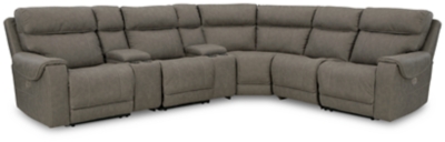 Starbot 7-Piece Dual Power Reclining Modular Sectional with Console, Fossil