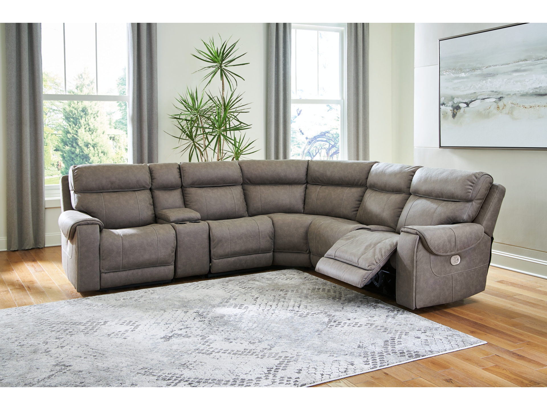 Starbot 6-Piece Dual Power Reclining Modular Sectional with Console