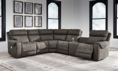 Hoopster 6-Piece Triple Power Reclining Sectional with Touchscreen Console, Gunmetal