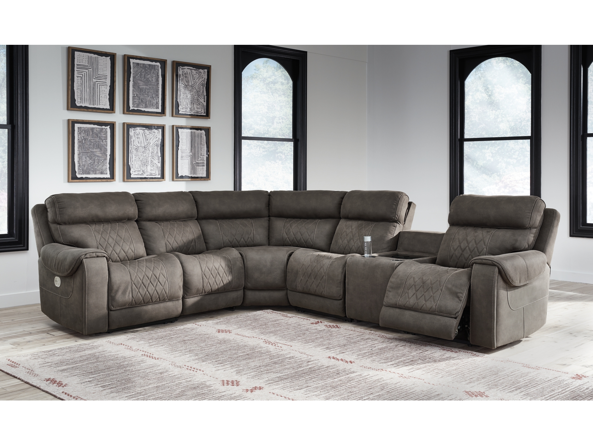 Hoopster 6-Piece Triple Power Reclining Sectional with Touchscreen Console