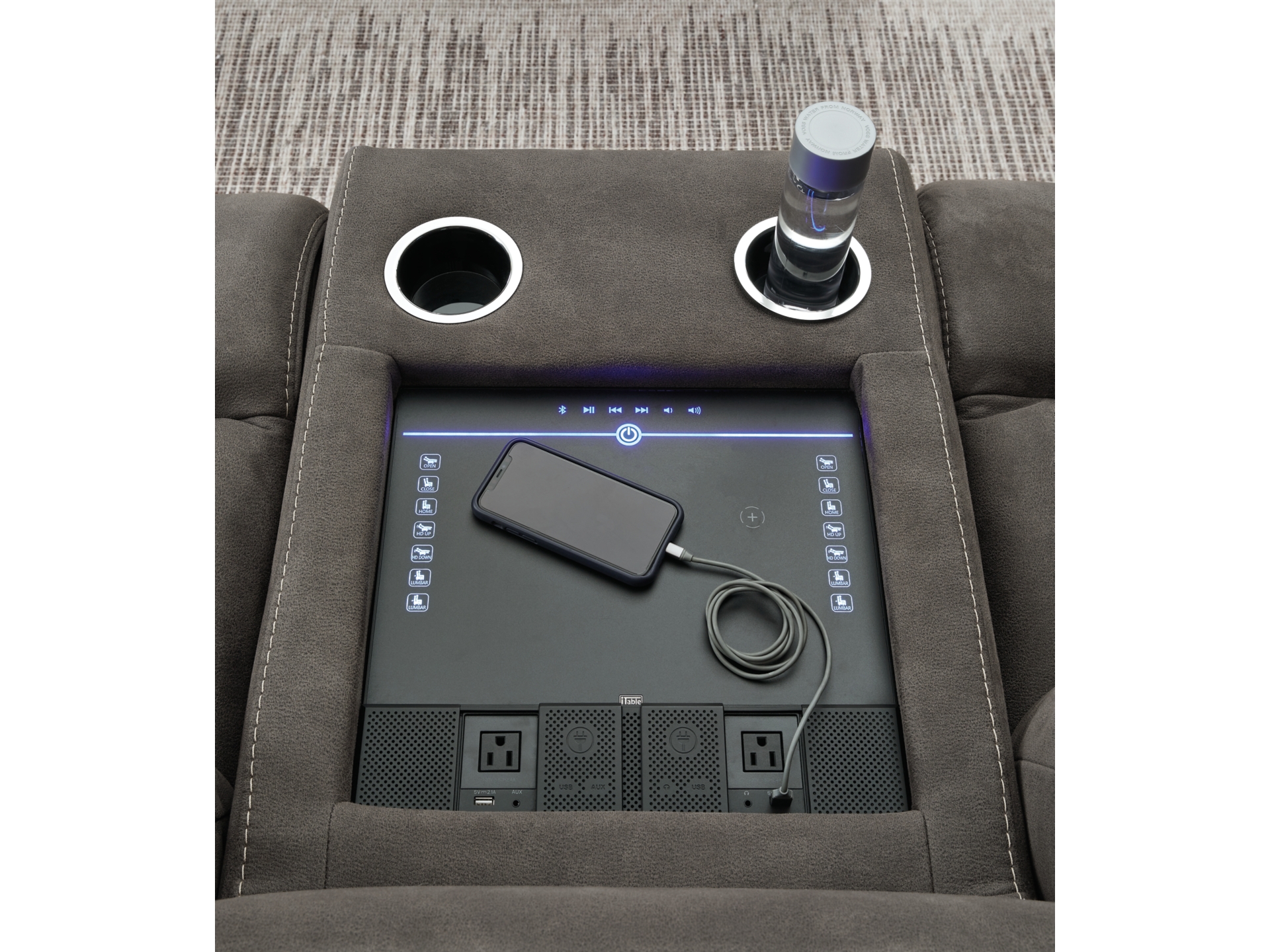 Image 3 of Hoopster 6-Piece Triple Power Reclining Sectional with Touchscreen Console