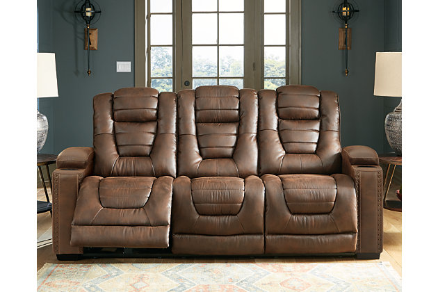 Owner S Box Dual Power Reclining Sofa, Leather Reclining Sofa At Ashley Furniture