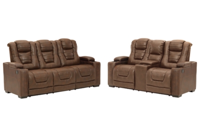 Owners Box Dual Power Reclining Sofa and Loveseat Set, Thyme