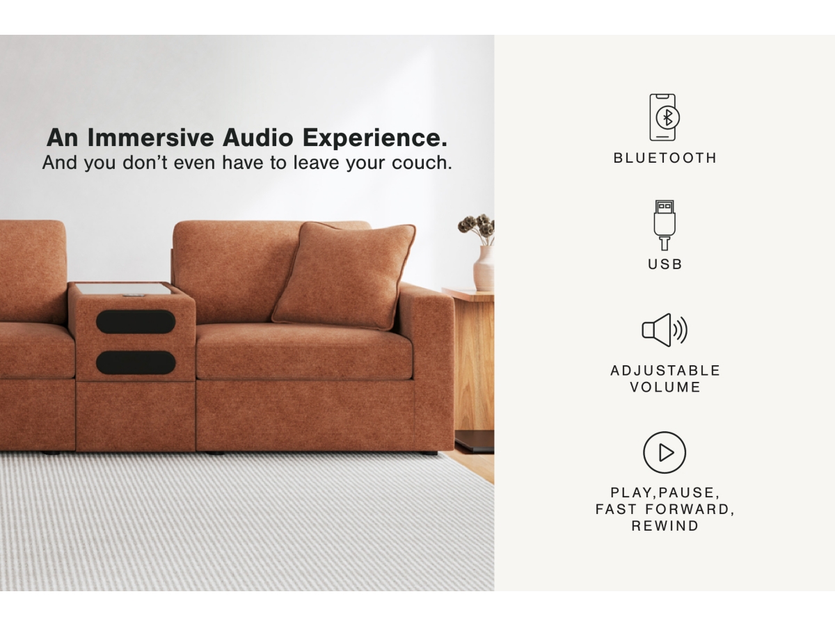 Modmax 3 Piece Modular Sectional with Audio Console