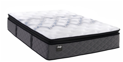 Sealy Surrey Lane Plush Pillow Top Cal King Mattress, Black/White/Gray, large