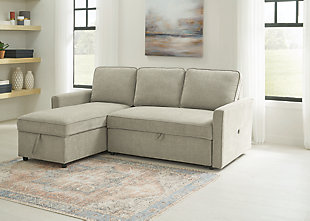 Kerle 2-Piece Sectional with Pop Up Bed, Fog, rollover