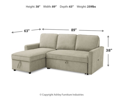 Kerle 2-Piece Sectional with Pop Up Bed, Fog, large