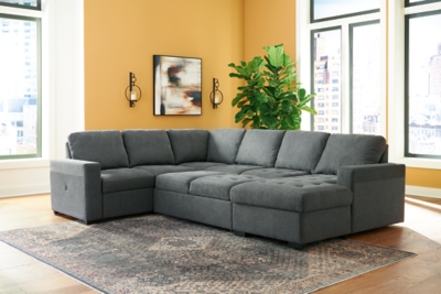 Millcoe 3-Piece Sectional with Pop Up Bed, Gray, large