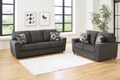 Cascilla Sofa and Loveseat, Slate