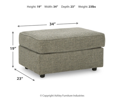 Cascilla Ottoman, Pewter, large