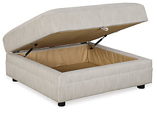 A mastery in furniture design, the Neira storage ottoman elevates clean-lined, contemporary form with practical function. Beneath the ottoman’s hinged lift top lies a roomy storage compartment full of potential. Whether you reserve it for seasonal throws, games and toys or last-minute cleanups, you’re sure to find it abundantly handy.Corner-blocked frame | Hinged lift top | High-resiliency foam cushion wrapped in thick poly fiber | Polyester upholstery | Exposed feet with faux wood finish