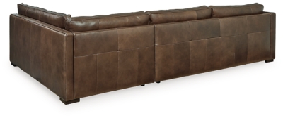 When it comes to head-turning looks and a high-quality feel, the Kiessel sectional in chocolate brown is sure to whet your appetite. Because only the best will do for you, this decidedly contemporary sectional is covered in genuine leather for your pleasure. The sectional’s low-profile back, deep chaise and prominent stitched detailing lend a casually cool sensibility. And for that much more comfort: back and seat foam cushions with a special feather-fiber blend.Includes 2 pieces: right-arm facing corner chaise and left-arm facing sofa | "Left-arm" and "right-arm" describe the position of the arm when you face the piece | Corner-blocked frame | Zippers keep chaise cushion from sliding  | Cushions are constructed with a special feather-fiber blend encasing a foam core | Leather upholstery | Semi-attached back cushions | Loose arm bolster pillows included | Exposed feet with faux wood finish | Estimated Assembly Time: 35 Minutes