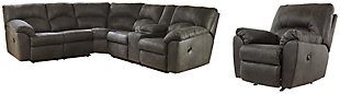 Tambo 2-Piece Sectional with Recliner, Pewter, large