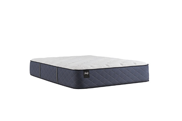 Drift off to comfortably cool slumber on the Surrey Lane II firm twin XL mattress. It features trusted motion-reducing encased coils and the exclusive CoreSupport™ Center. The DuraFlex™ Coil Edge increases durability, MoistureProtect™ helps keep you cool, and Surface-Guard Technology™ keeps the mattress protected. Available in a tight top firm.ComfortLoft™ cover with MoistureProtect™ and AllergenProtect™ | Quilt: FlameGuard™ fiber, 2" x 0.5" SealyComfort soft foam, CoreSupport™ Center with 0.5" SealyComfort gel foam | Comfort layers: 2" SealySupport soft foam, 1.5" SealySupport firm foam, 0.5" SealyComfort gel memory foam | 4 vertical handles | Sealy StabilityPlus™ innerspring | 911 coil count | DuraFlex™ Coil Edge | 1" SealySupport firm foam base | 14.5" profile