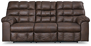 Derwin Reclining Sofa with Drop Down Table, Nut, large