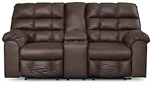 Derwin Reclining Loveseat with Console, Nut, large