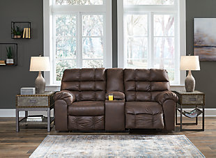 Derwin Reclining Loveseat with Console, Nut, rollover