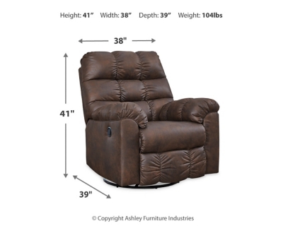 Derwin Swivel Glider Recliner, Nut, large