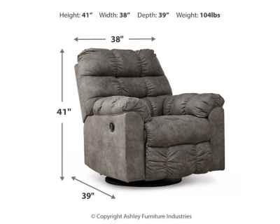 Derwin Swivel Glider Recliner, Concrete, large